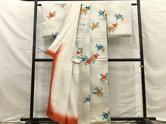 平和屋着物■上質な小紋　草花文　暈し染め　正絹　逸品　BAAY8691hj