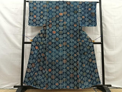 平和屋着物■上質な小紋　型染め　宝相華　正絹　逸品　未使用　BAAY8697hj