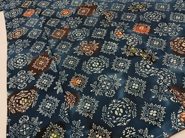 平和屋着物■上質な小紋　型染め　宝相華　正絹　逸品　未使用　BAAY8697hj