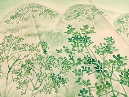 平和屋着物■訪問着　遠山樹林文　暈し染め　正絹　逸品　BAAY8700hj