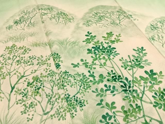 平和屋着物■訪問着　遠山樹林文　暈し染め　正絹　逸品　BAAY8700hj
