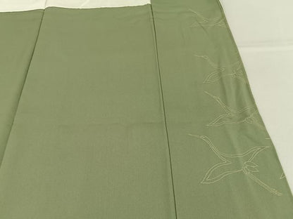 平和屋着物■豪華色留袖　駒刺繍　飛鶴文　金彩　正絹　逸品　BAAY8706hj
