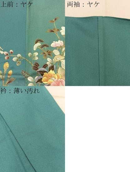 平和屋着物■訪問着　刺繍　草花文　暈し染め　金彩　正絹　逸品　BAAY8715hj
