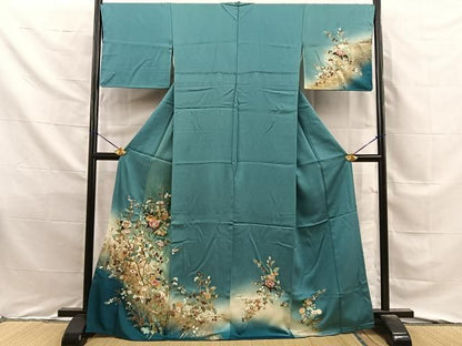 平和屋着物■訪問着　刺繍　草花文　暈し染め　金彩　正絹　逸品　BAAY8715hj