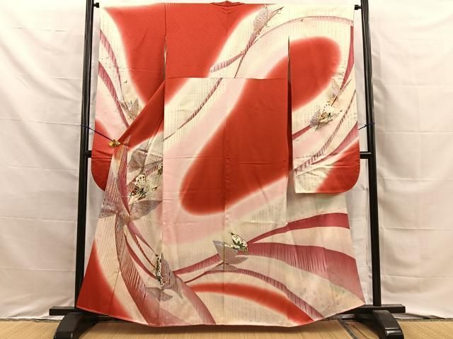 平和屋着物■豪華振袖　舞蝶文　暈し染め　金銀彩　正絹　逸品　BAAY8719hj