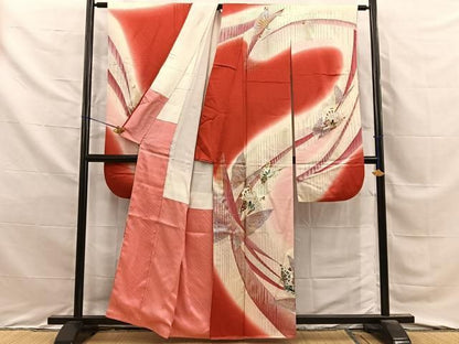 平和屋着物■豪華振袖　舞蝶文　暈し染め　金銀彩　正絹　逸品　BAAY8719hj