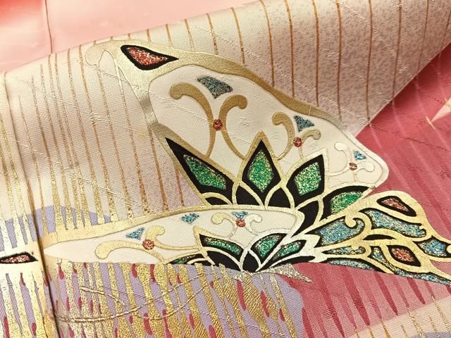 平和屋着物■豪華振袖　舞蝶文　暈し染め　金銀彩　正絹　逸品　BAAY8719hj