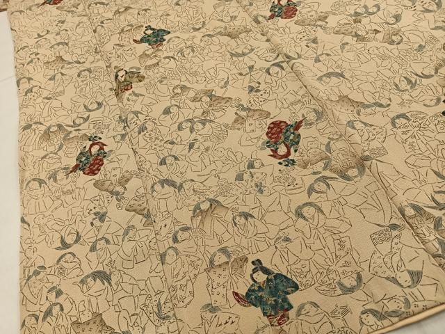 平和屋着物■上質な小紋　人物文　正絹　逸品　BAAY8724hj