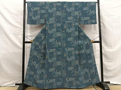 平和屋着物■上質な小紋　舞蝶文　鬼しぼ縮緬　鈴乃屋扱い　正絹　逸品　BAAY8725hj