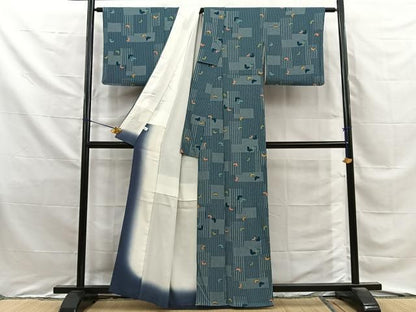 平和屋着物■上質な小紋　舞蝶文　鬼しぼ縮緬　鈴乃屋扱い　正絹　逸品　BAAY8725hj