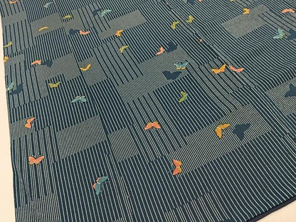 平和屋着物■上質な小紋　舞蝶文　鬼しぼ縮緬　鈴乃屋扱い　正絹　逸品　BAAY8725hj