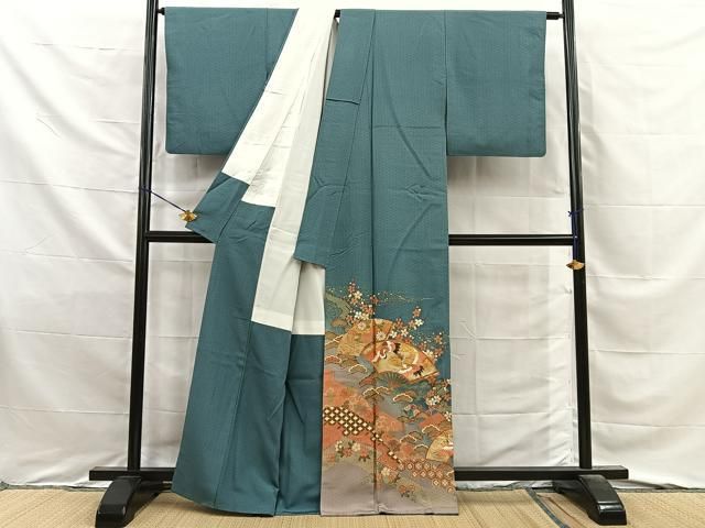 平和屋着物■豪華色留袖　飛鶴扇面花文　暈し染め　金彩　正絹　逸品　BAAY8729hj