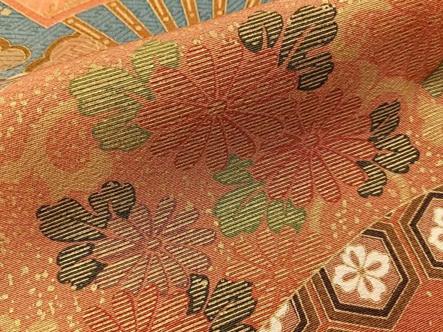 平和屋着物■豪華色留袖　飛鶴扇面花文　暈し染め　金彩　正絹　逸品　BAAY8729hj