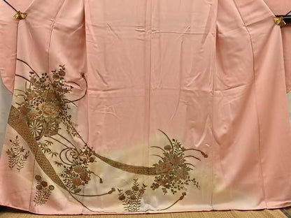 平和屋着物■豪華振袖　花車文　暈し染め　金彩　正絹　逸品　BAAY8730hj