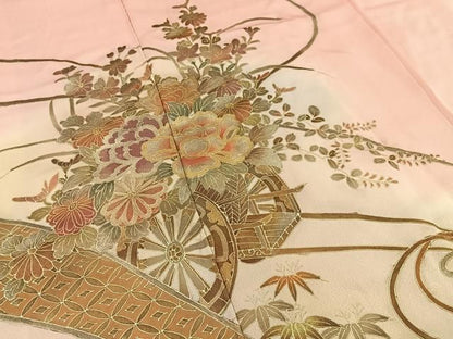 平和屋着物■豪華振袖　花車文　暈し染め　金彩　正絹　逸品　BAAY8730hj