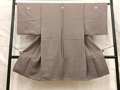 平和屋着物■男性　色紋付　入子菱地紋　胡桃染色　正絹　逸品　BAAY8731hj