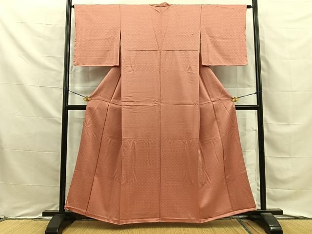 平和屋着物■上質な色無地　銀杏地紋　曙色　正絹　逸品　BAAY8733hj