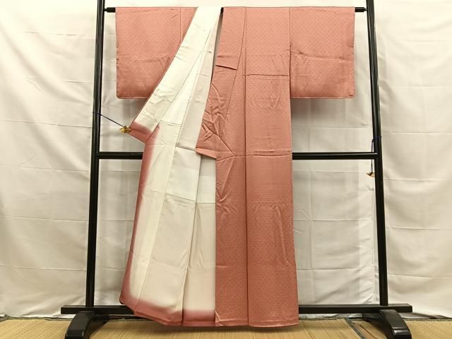 平和屋着物■上質な色無地　銀杏地紋　曙色　正絹　逸品　BAAY8733hj