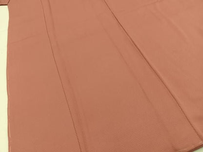 平和屋着物■上質な色無地　鱗地紋　珊瑚朱色　正絹　逸品　BAAY8734hj