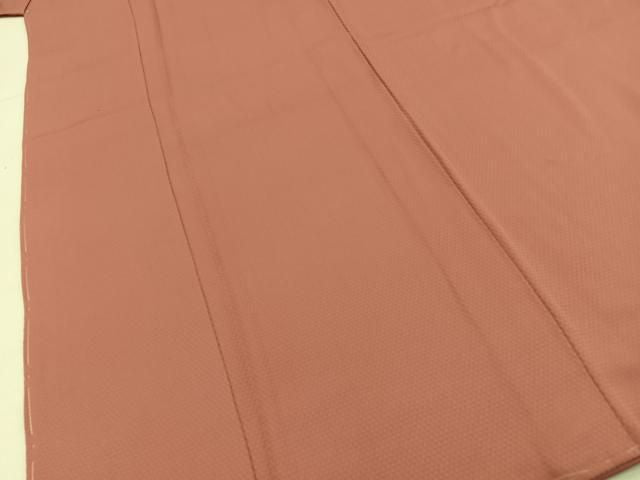 平和屋着物■上質な色無地　鱗地紋　珊瑚朱色　正絹　逸品　BAAY8734hj