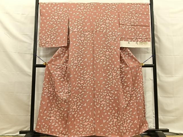 平和屋着物■上質な小紋　舞花文　反端付き　正絹　逸品　未使用　BAAY8737hj