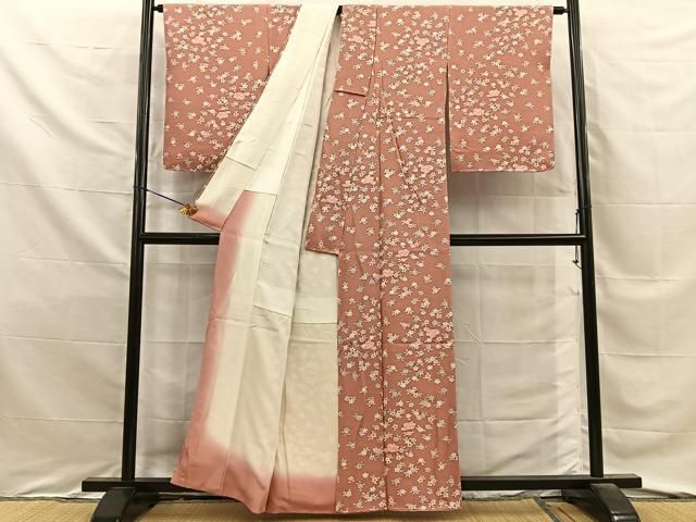 平和屋着物■上質な小紋　舞花文　反端付き　正絹　逸品　未使用　BAAY8737hj