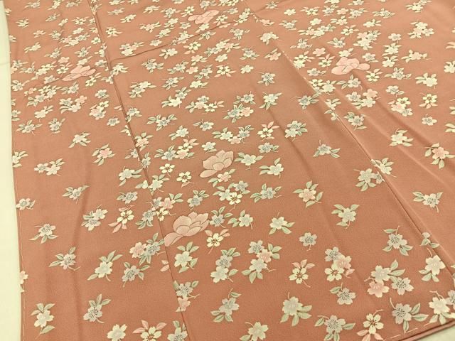 平和屋着物■上質な小紋　舞花文　反端付き　正絹　逸品　未使用　BAAY8737hj