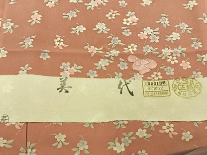 平和屋着物■上質な小紋　舞花文　反端付き　正絹　逸品　未使用　BAAY8737hj