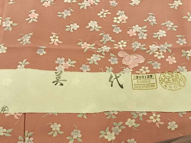 平和屋着物■上質な小紋　舞花文　反端付き　正絹　逸品　未使用　BAAY8737hj