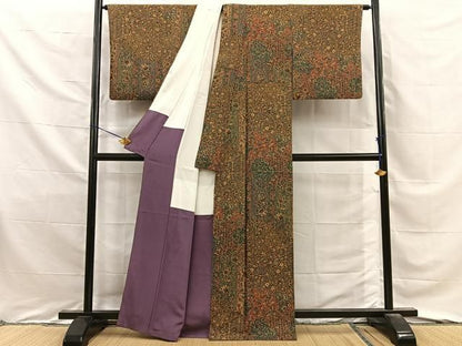 平和屋着物■上質な小紋　紬地　王宮更紗　反端付き　正絹　逸品　BAAY8738hj