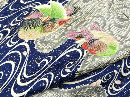 平和屋着物■豪華振袖　流水鴛鴦文　金彩　正絹　逸品　BAAY8739hj