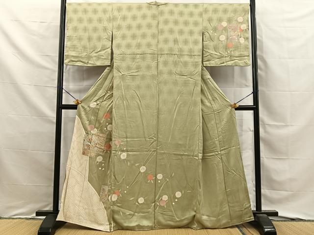 平和屋着物●訪問着　色紙重ね菊文　金彩　正絹　逸品　BAAY8740hj