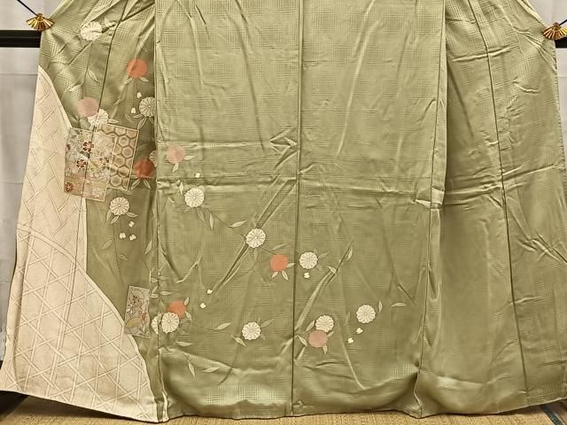平和屋着物●訪問着　色紙重ね菊文　金彩　正絹　逸品　BAAY8740hj