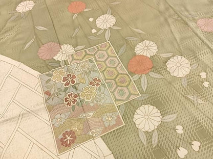 平和屋着物●訪問着　色紙重ね菊文　金彩　正絹　逸品　BAAY8740hj