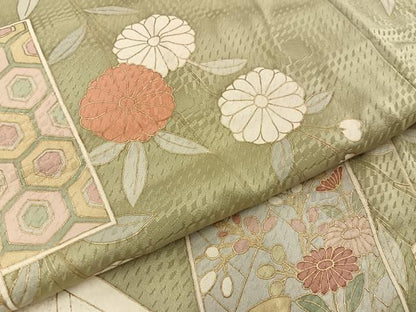 平和屋着物●訪問着　色紙重ね菊文　金彩　正絹　逸品　BAAY8740hj