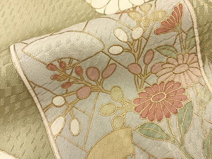 平和屋着物●訪問着　色紙重ね菊文　金彩　正絹　逸品　BAAY8740hj