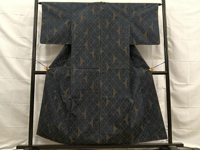 平和屋着物■上質な紬　松皮菱文様　正絹　逸品　未使用　BAAY8745hj