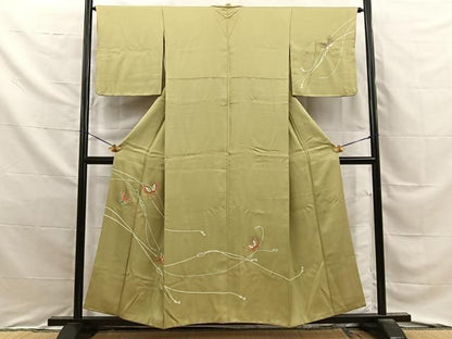 平和屋着物■中国三大刺繍　相良刺繍　訪問着　結び紐舞蝶文　金糸　正絹　逸品　BAAY8747hj
