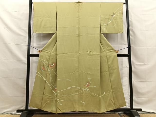 平和屋着物■中国三大刺繍　相良刺繍　訪問着　結び紐舞蝶文　金糸　正絹　逸品　BAAY8747hj