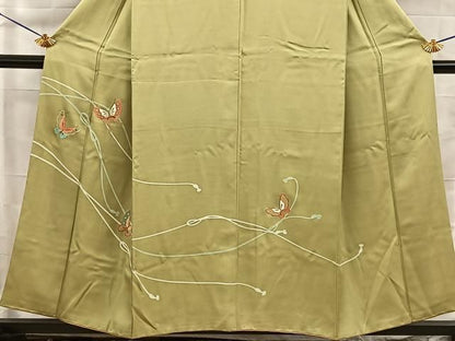平和屋着物■中国三大刺繍　相良刺繍　訪問着　結び紐舞蝶文　金糸　正絹　逸品　BAAY8747hj