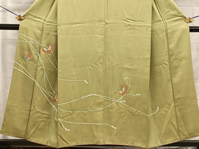 平和屋着物■中国三大刺繍　相良刺繍　訪問着　結び紐舞蝶文　金糸　正絹　逸品　BAAY8747hj