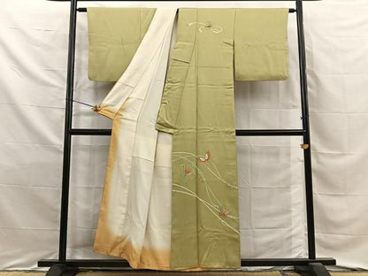 平和屋着物■中国三大刺繍　相良刺繍　訪問着　結び紐舞蝶文　金糸　正絹　逸品　BAAY8747hj