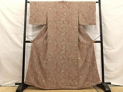 平和屋着物■上質な小紋　吉祥花文　正絹　逸品　BAAY8749hj