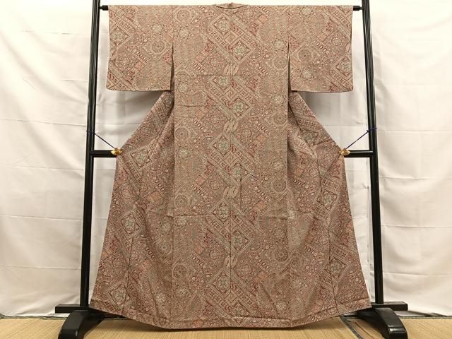 平和屋着物■上質な小紋　吉祥花文　正絹　逸品　BAAY8749hj