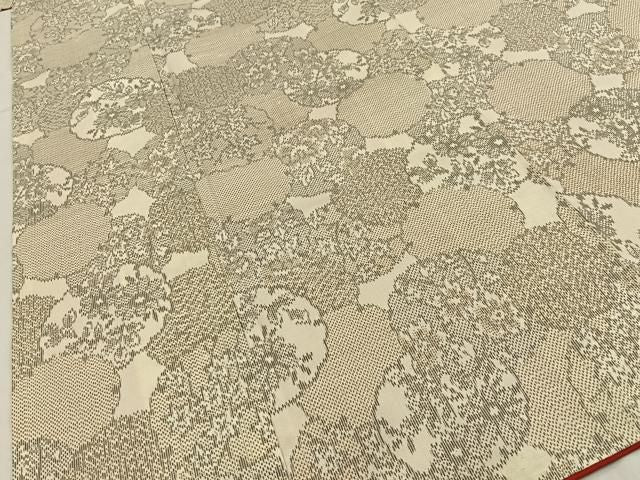平和屋着物■上質な紬　雪輪草花文　正絹　逸品　BAAY8761hj