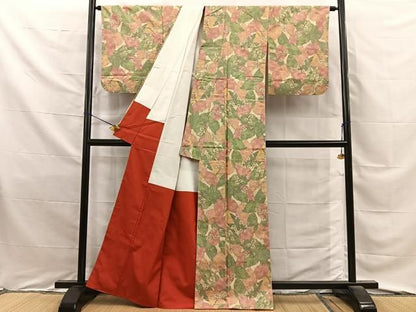 平和屋着物■上質な紬　枝葉文　正絹　逸品　BAAY8762hj