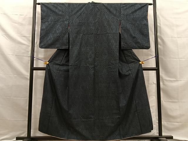 平和屋着物■本場大島紬　割込絣　吉祥花文　正絹　逸品　BAAY8763hj