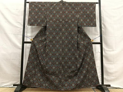 平和屋着物■上質な紬　亀甲花文　正絹　逸品　未使用　BAAY8766hj