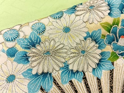 平和屋着物■豪華振袖　駒刺繍　扇面花文　暈し染め　金彩　正絹　逸品　BAAY8769hj