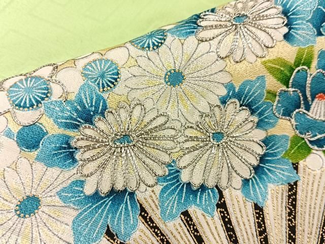 平和屋着物■豪華振袖　駒刺繍　扇面花文　暈し染め　金彩　正絹　逸品　BAAY8769hj